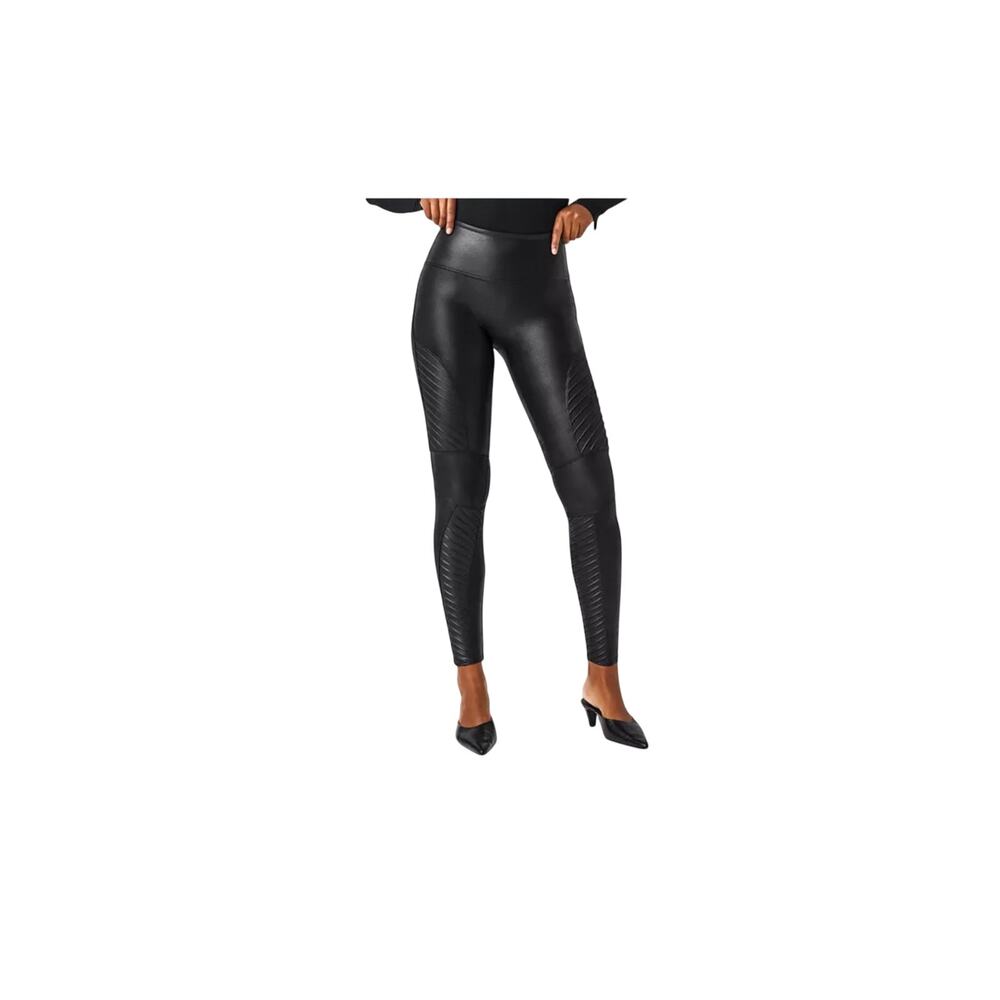 SPANKS Moto Faux Leather Leggings medium very black NWT leggings